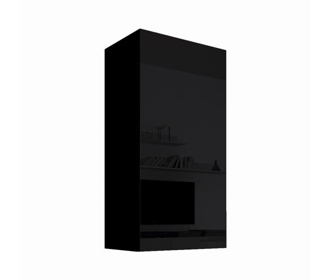 Armário suspenso sala de estar e jantar preto 40x29x126 1 porta nora v1 muebles bonitos