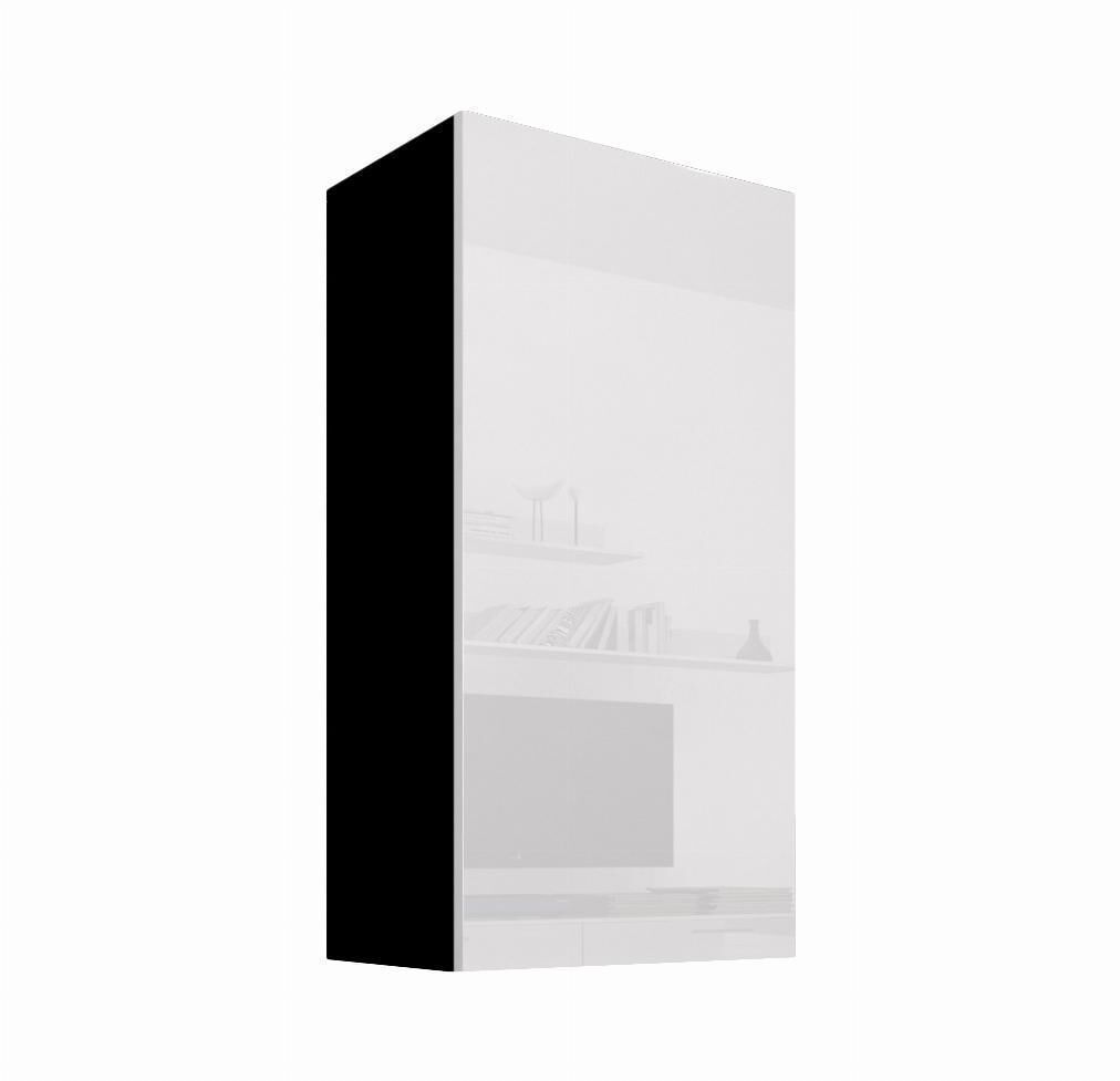 Armário suspenso sala de estar e jantar preto/branco 40x29x126 1 porta nora v1 muebles bonitos