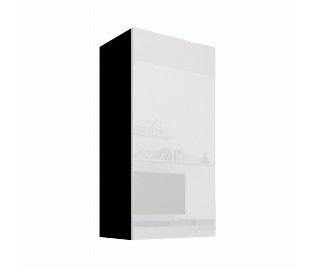 Armário suspenso sala de estar e jantar preto/branco 40x29x126 1 porta nora v1 muebles bonitos