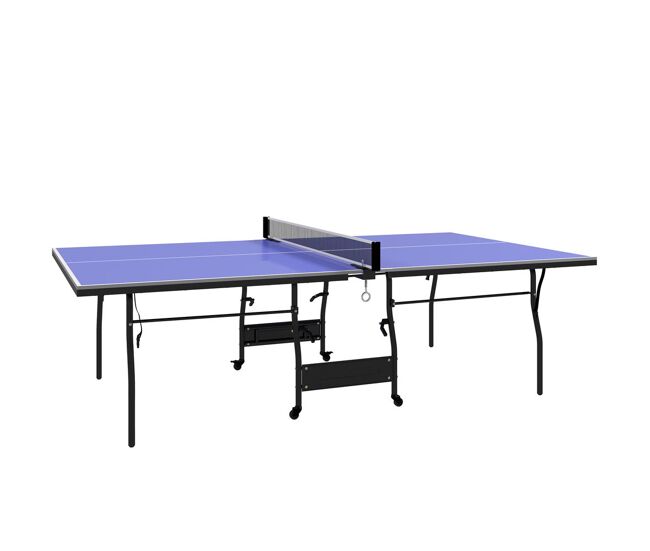 Sportnow mesa de ping pong dobrável mesa de ping pong profissional de tamanho padrão com rodas inclui 2 raquetes e 3 bolas para interior 274x152,5x76
