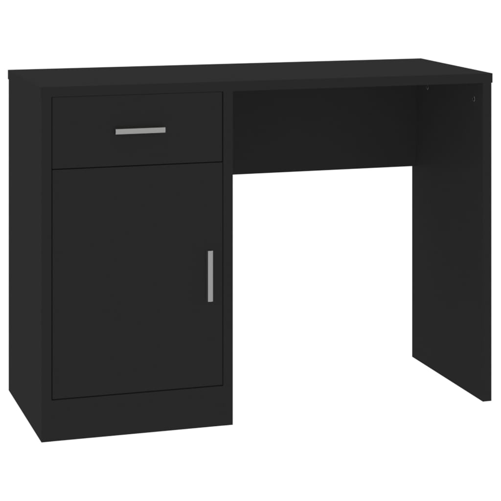 Secretária escrivaninha de computador - gaveta/armário 100x40x73cm derivados madeira preto