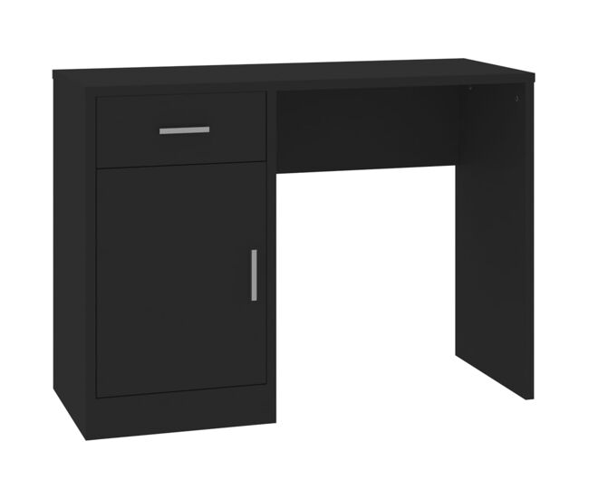 Secretária escrivaninha de computador - gaveta/armário 100x40x73cm derivados madeira preto
