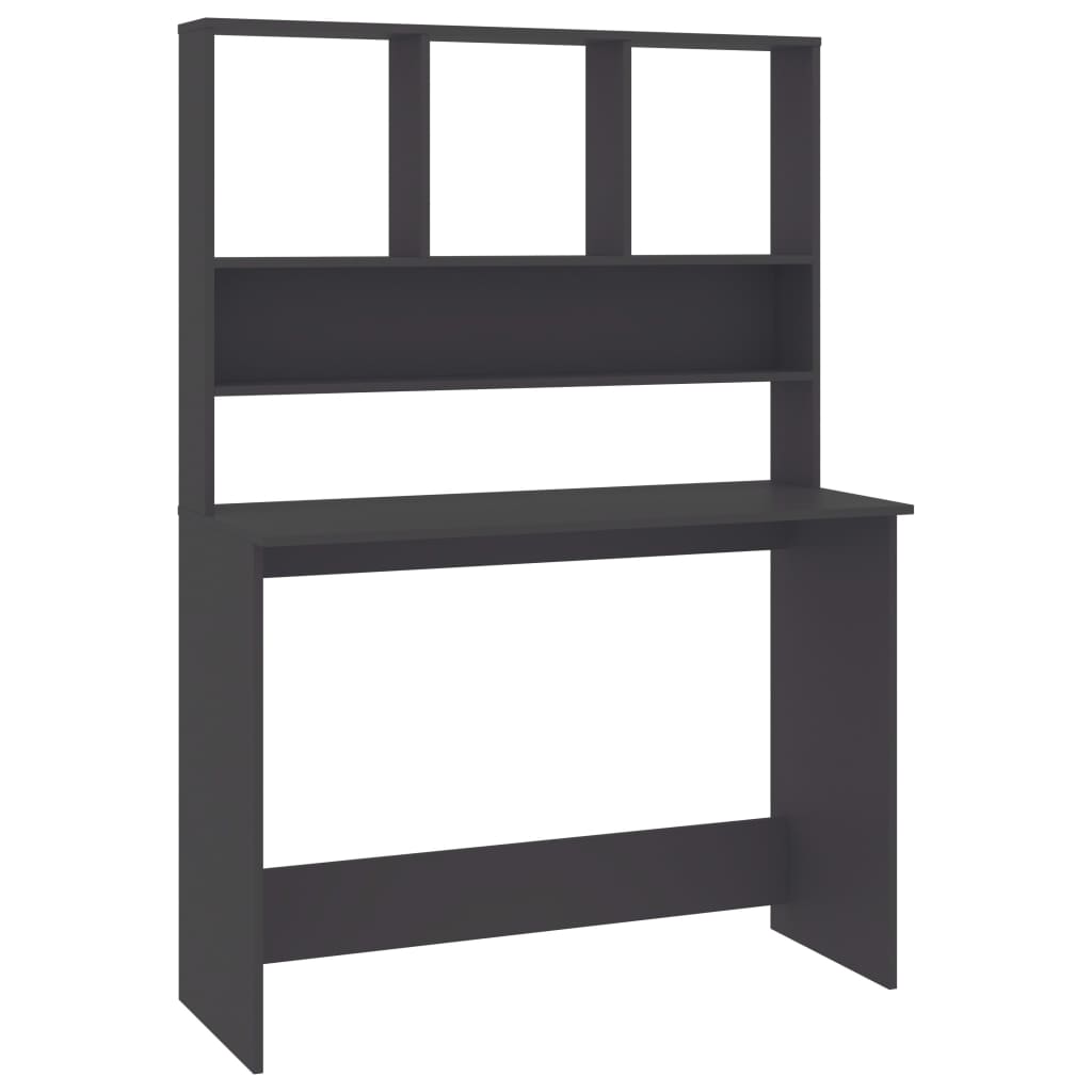 Secretária - escrivaninha de computador com prateleiras 110x45x157 cm contraplacado cinzento