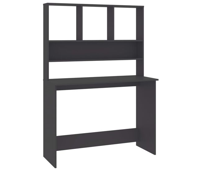 Secretária - escrivaninha de computador com prateleiras 110x45x157 cm contraplacado cinzento
