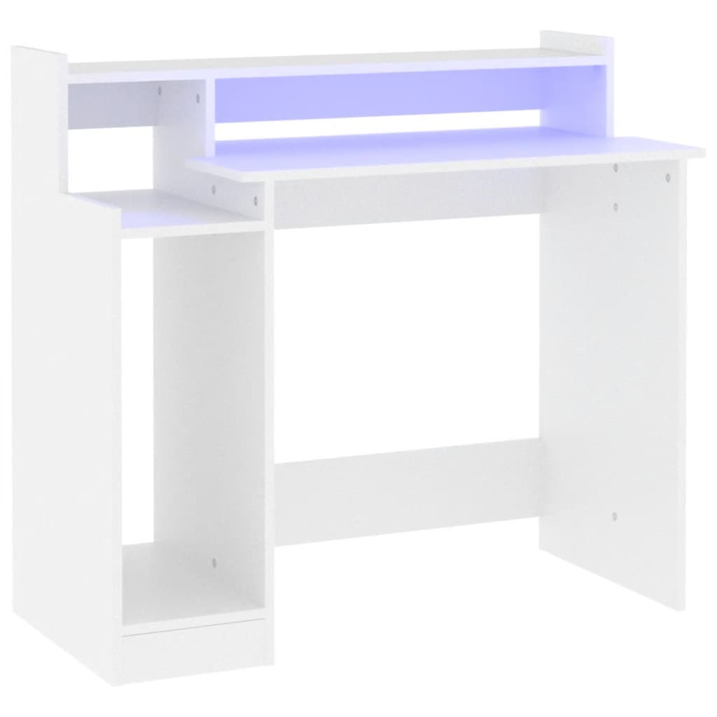 Secretária - escrivaninha de computador com luzes led 97x45x90cm madeira processada branco