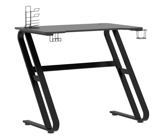 Escrivaninha de computador - mesa gaming c/ pernas em forma de zz 90x60x75 cm preto