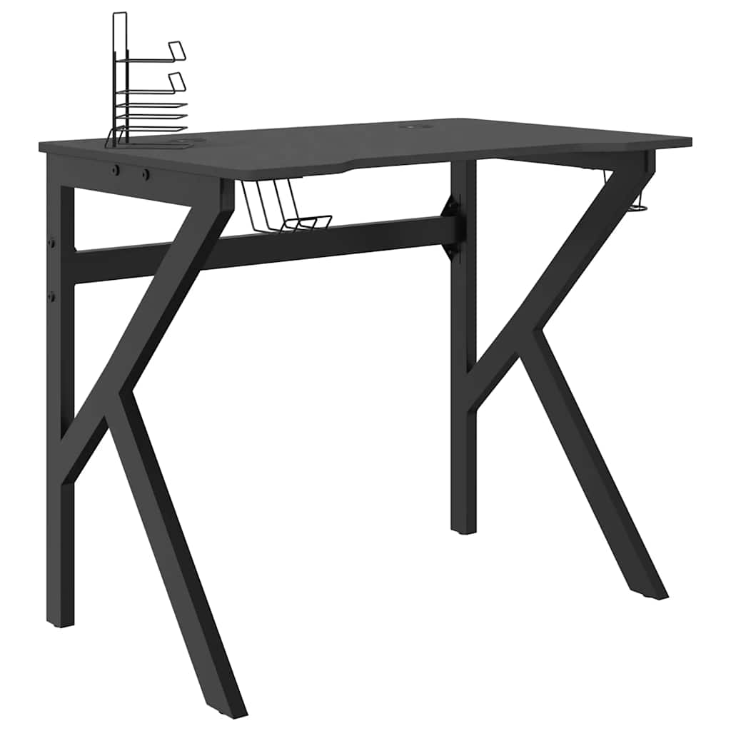 Escrivaninha de computador - mesa gaming c/ pernas em forma de k 90x60x75 cm preto
