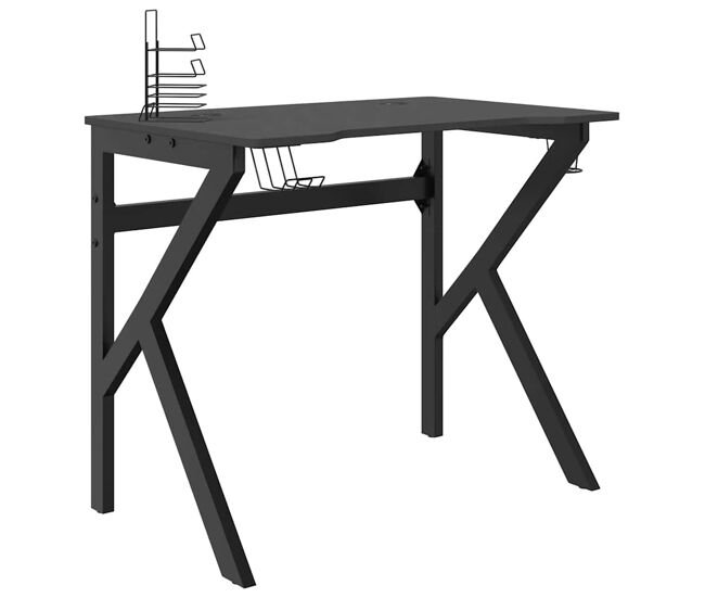 Escrivaninha de computador - mesa gaming c/ pernas em forma de k 90x60x75 cm preto