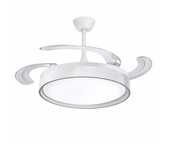 Ventilador de teto com motor dc leve e ultrassilencioso com lâminas dobráveis led 70w cor branca