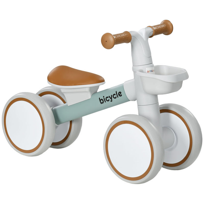 Aiyaplay bicicleta sem pedais para enfants de 12-36 meses bicicleta de equilíbrio com assento ajustável cesta e 4 rodas silenciosas carga 20 kg 56x27x39 cm verde