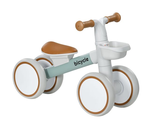 Aiyaplay bicicleta sem pedais para enfants de 12-36 meses bicicleta de equilíbrio com assento ajustável cesta e 4 rodas silenciosas carga 20 kg 56x27x39 cm verde