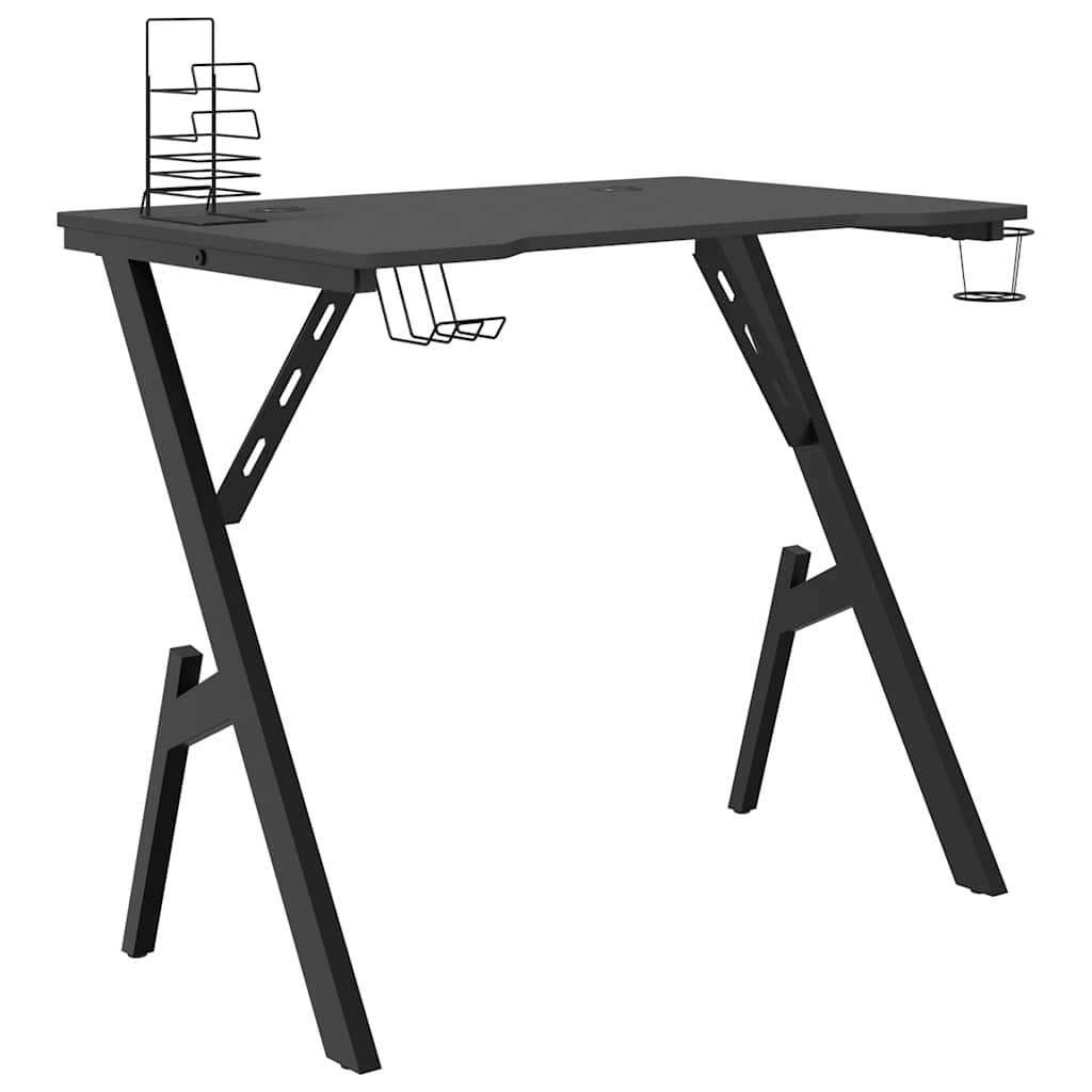 Escrivaninha de computador - mesa gaming c/ pernas em forma de y 90x60x75 cm preto
