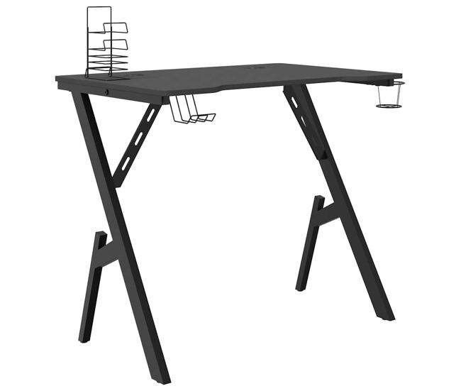 Escrivaninha de computador - mesa gaming c/ pernas em forma de y 90x60x75 cm preto