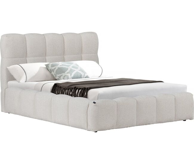 Cama de casal em tecido "davos" com arrumação - 140 x 190 cm - bege