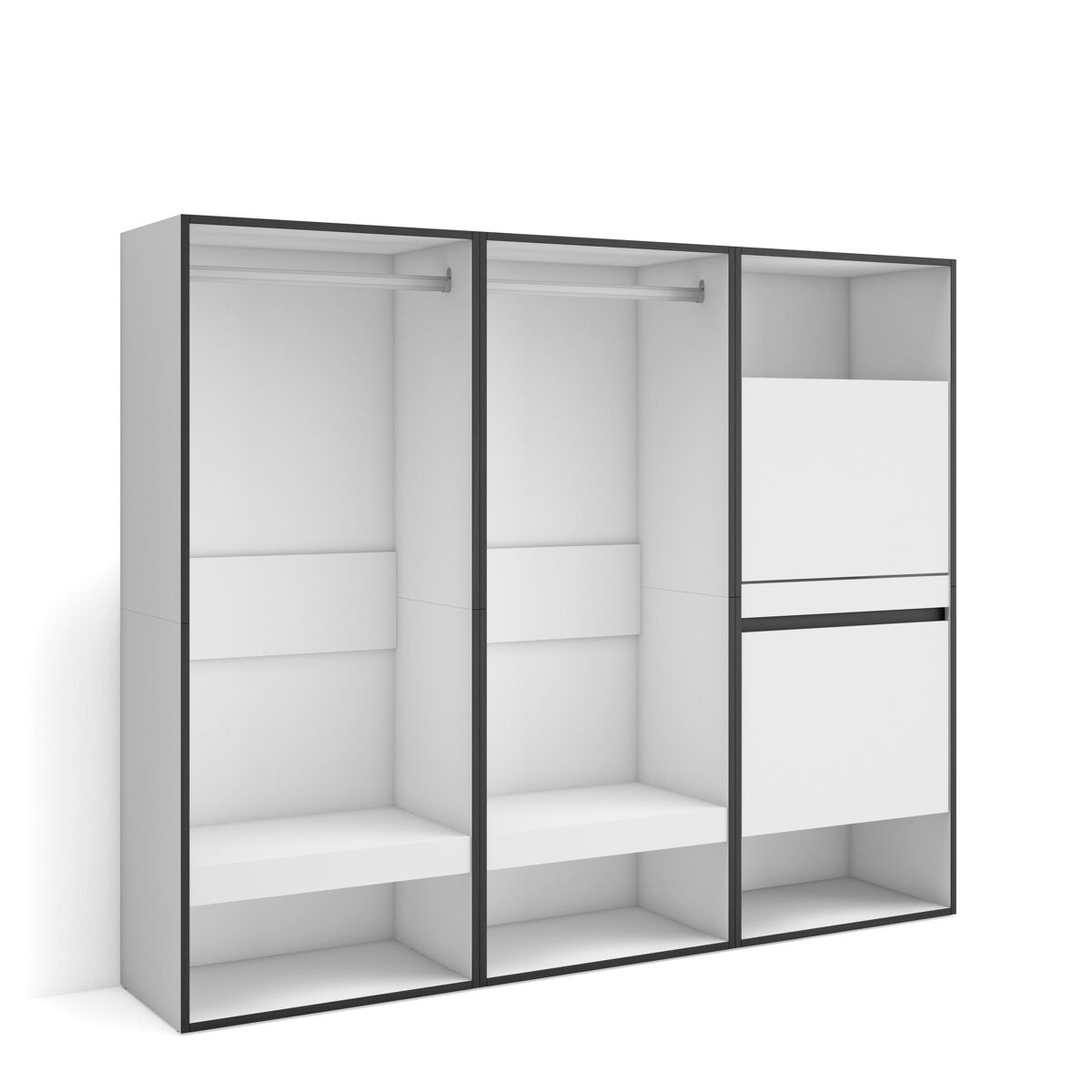 Roupeiro aberto, guarda-roupa,armário aberto, 180x35x145cm, para quarto, dormitório, sapateira, estilo moderno, branco