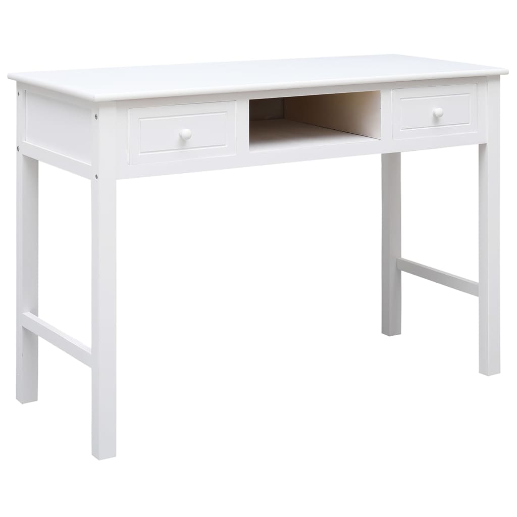 Secretária escrivaninha de computador - 108x45x76 cm madeira de paulownia maciça branco