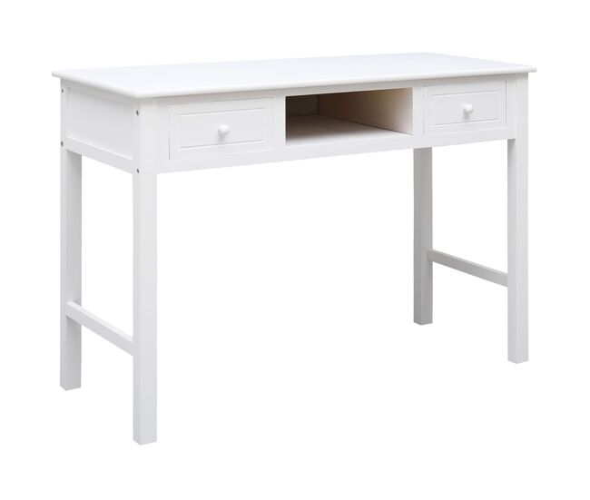 Secretária escrivaninha de computador - 108x45x76 cm madeira de paulownia maciça branco