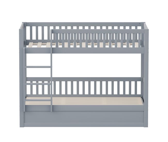 Cama infantil 90 * 200 cm - sistema hidráulico de arrumação, robusta e duradoura, para crianças - cinza