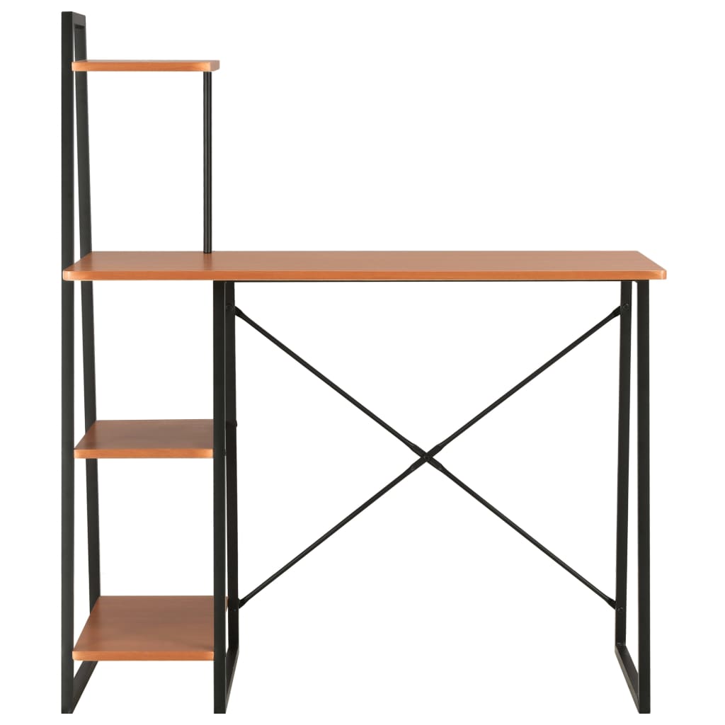 Secretária - escrivaninha de computador c/ unidade prateleiras 102x50x117cm preto e castanho