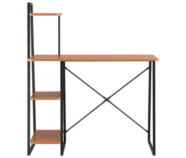Secretária - escrivaninha de computador c/ unidade prateleiras 102x50x117cm preto e castanho