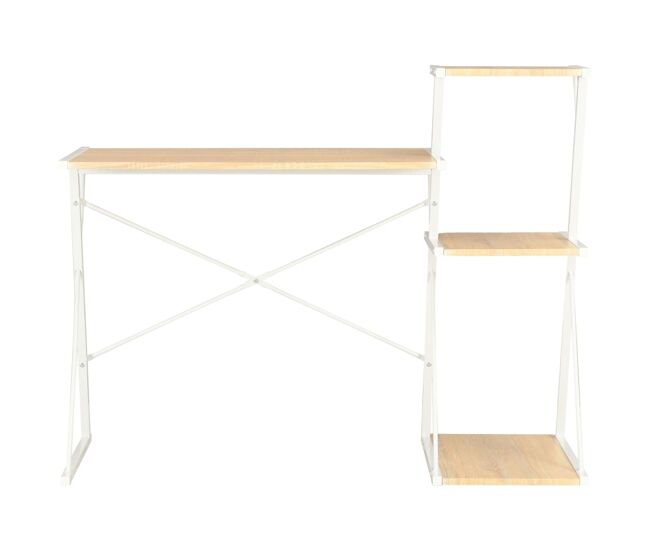 Secretária - escrivaninha de computador com prateleira 116x50x93 cm branco e carvalho