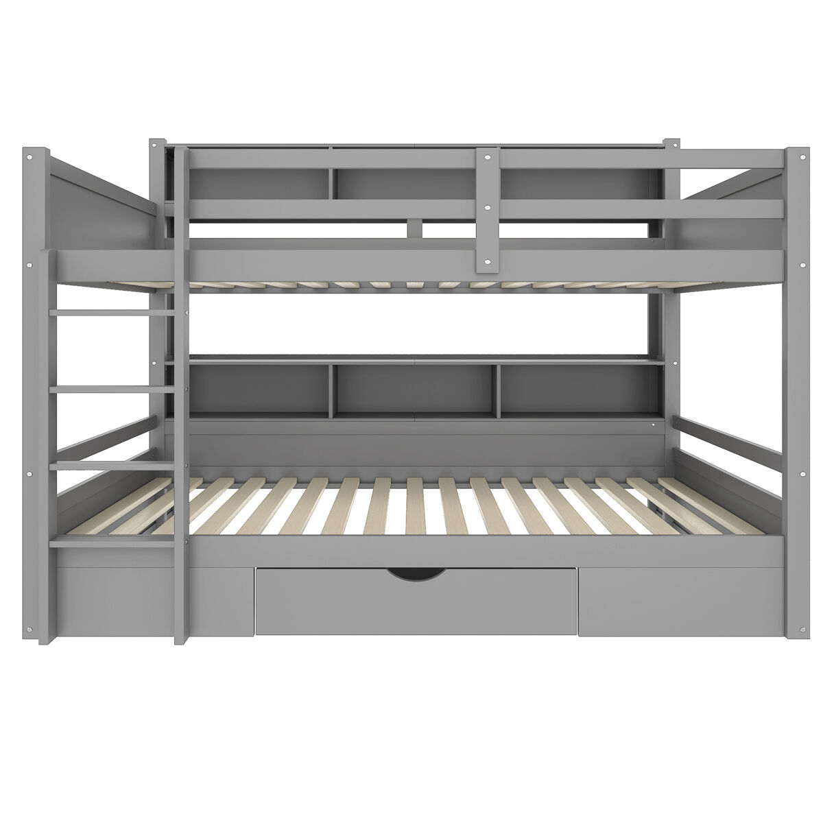 Litera 90x200 cm - com gavetas, com compartimentos de arrumação, sem colchão - cinza
