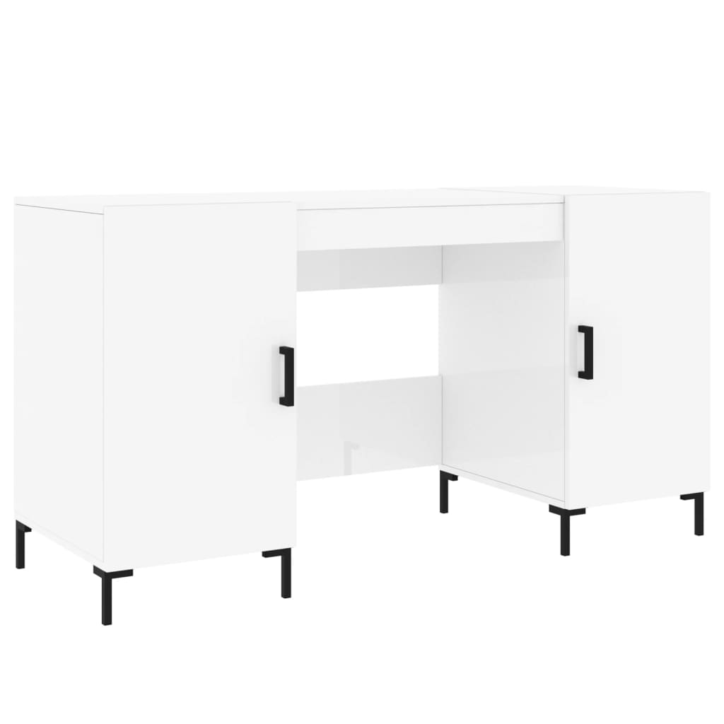 Secretária escrivaninha de computador - 140x50x75 cm derivados de madeira branco brilhante