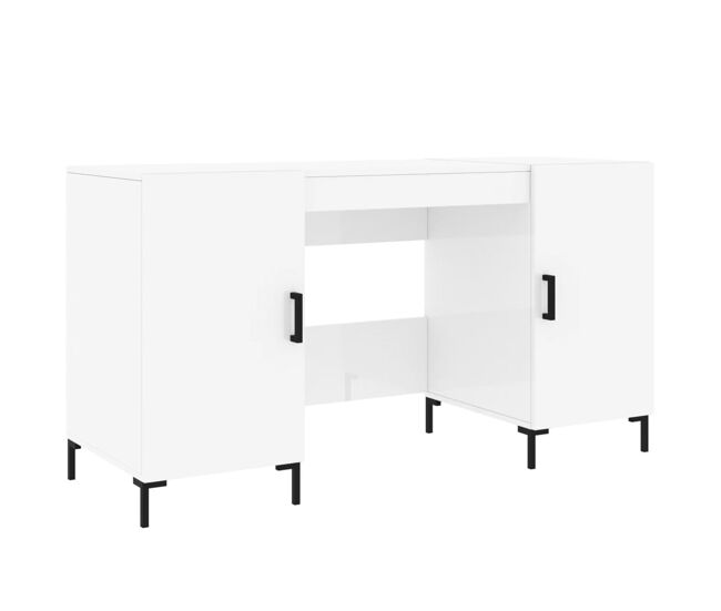 Secretária escrivaninha de computador - 140x50x75 cm derivados de madeira branco brilhante