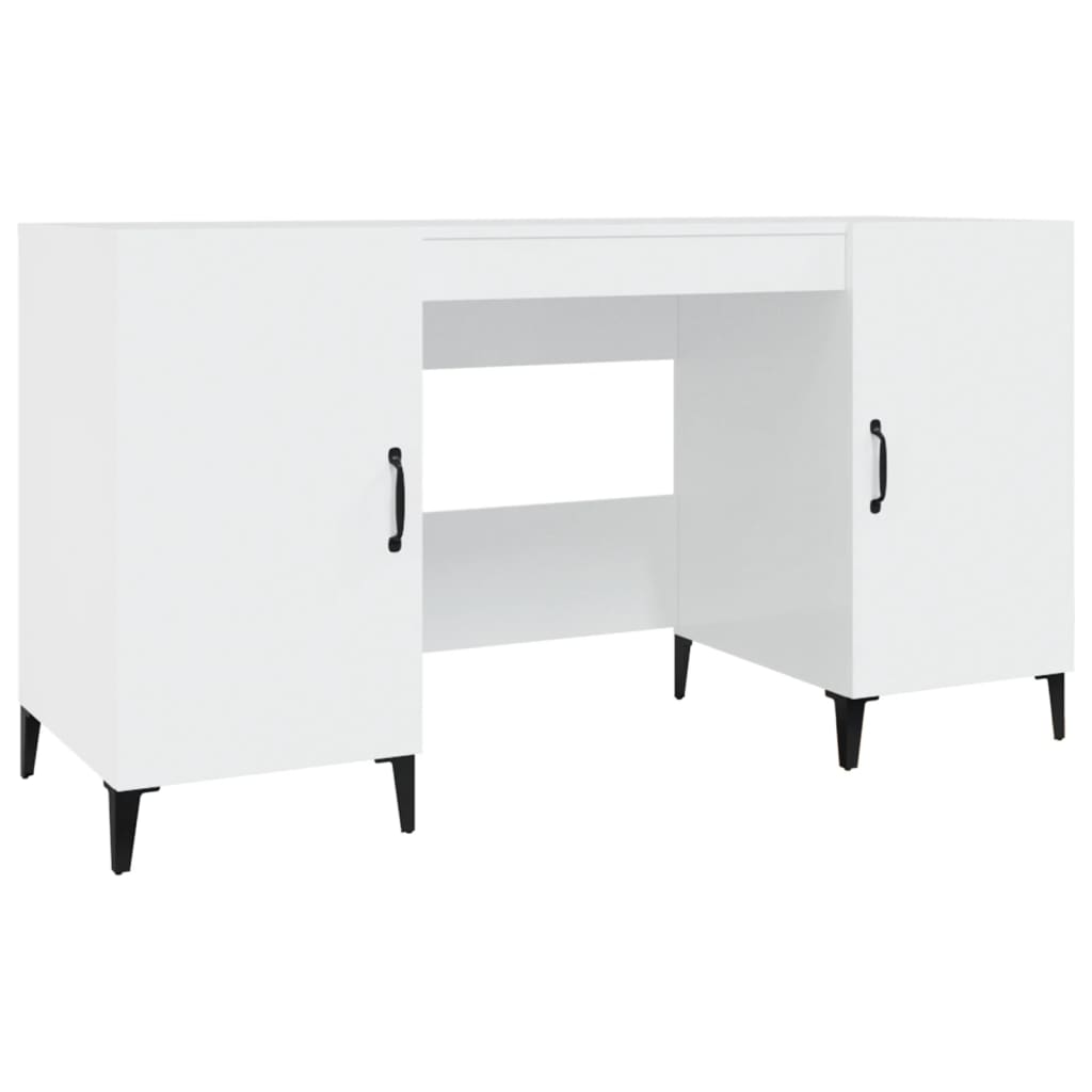 Secretária escrivaninha de computador - 140x50x75 cm derivados de madeira branco brilhante