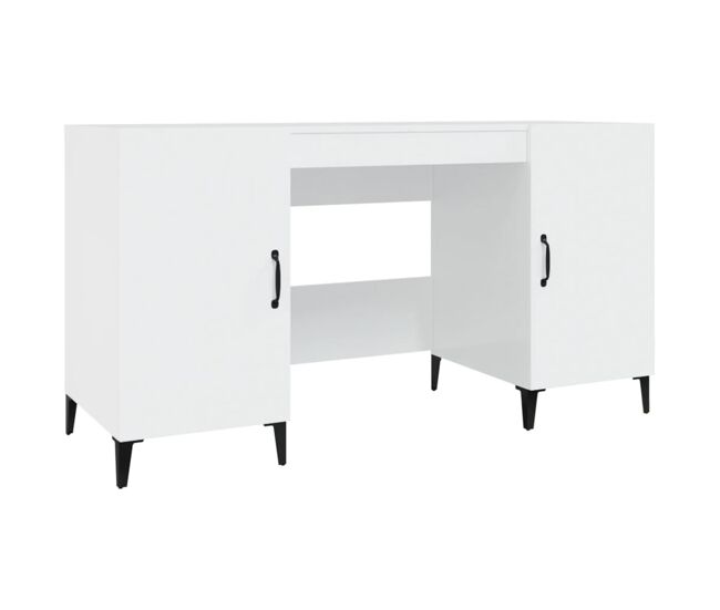 Secretária escrivaninha de computador - 140x50x75 cm derivados de madeira branco brilhante