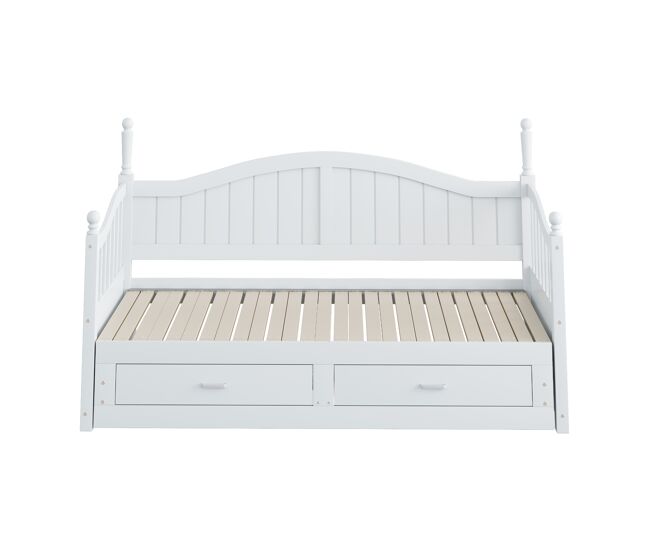 Sofá-cama extensível 90/180*190 cm - com colunas romanas, encosto curvo, apoios de braços, com gavetas e estrado, cama multifuncional em pinho -