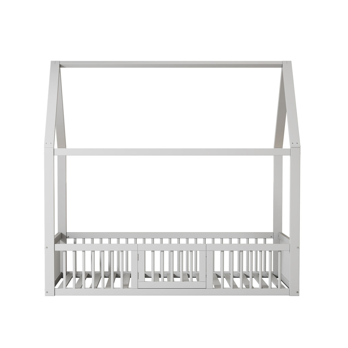 Cama de madeira maciça 140x200 cm - cama de casal, cama baixa, cama de casa com porta - branca