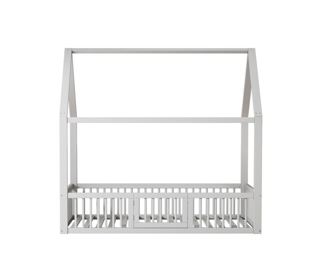 Cama de madeira maciça 140x200 cm - cama de casal, cama baixa, cama de casa com porta - branca