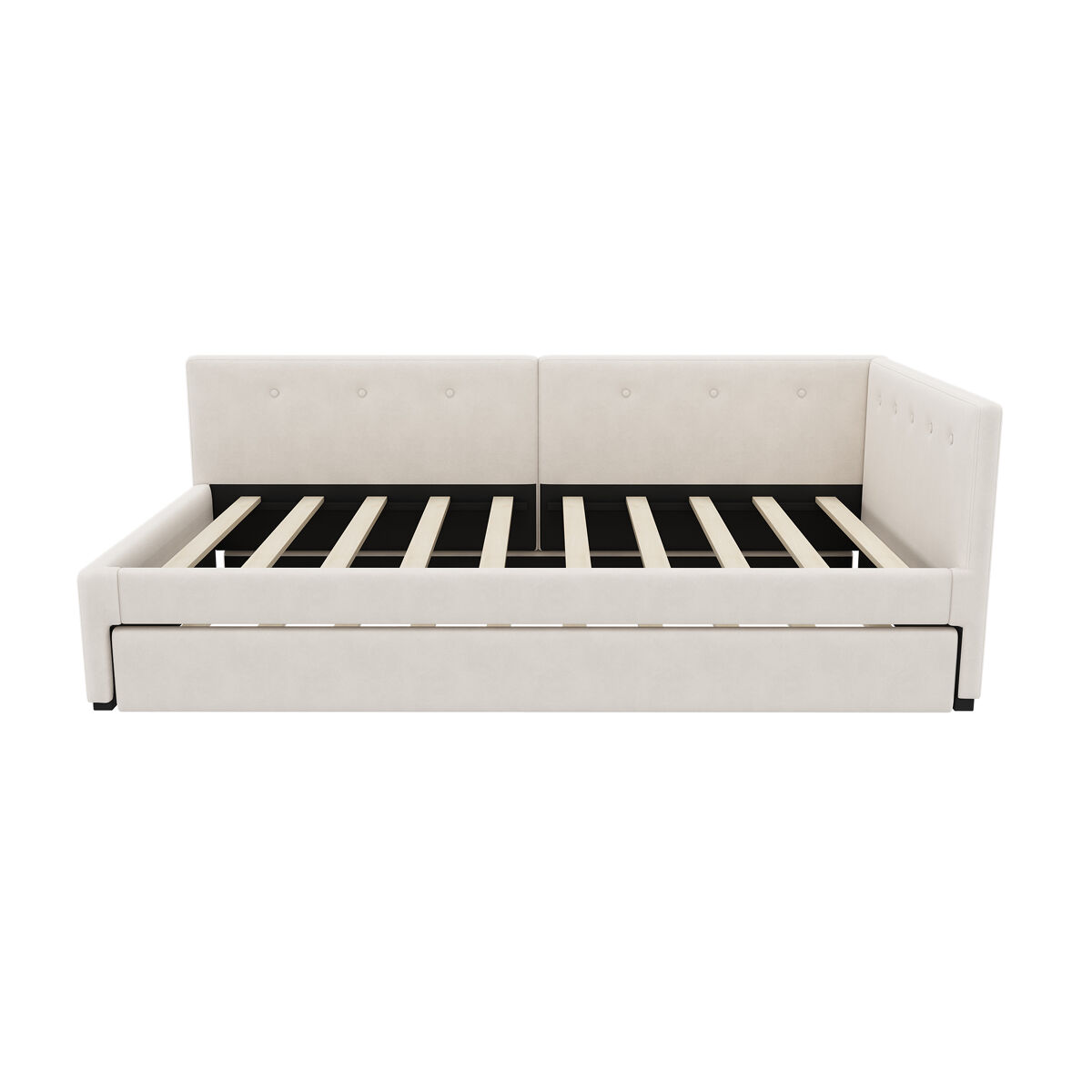 Cama daybett 90x200 cm - cama de día con cama adicional, sofá cama, cama individual, estilo minimalista - beige