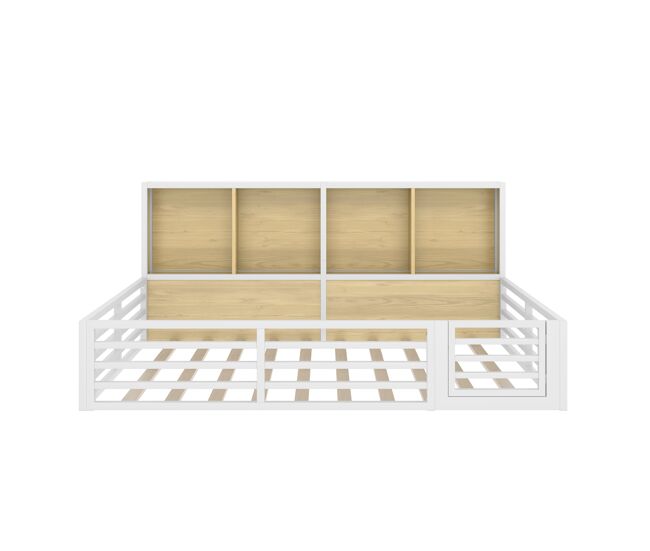Cama de plataforma 140x200 cm - com arrumação lateral, com estrado, sem colchão - branco