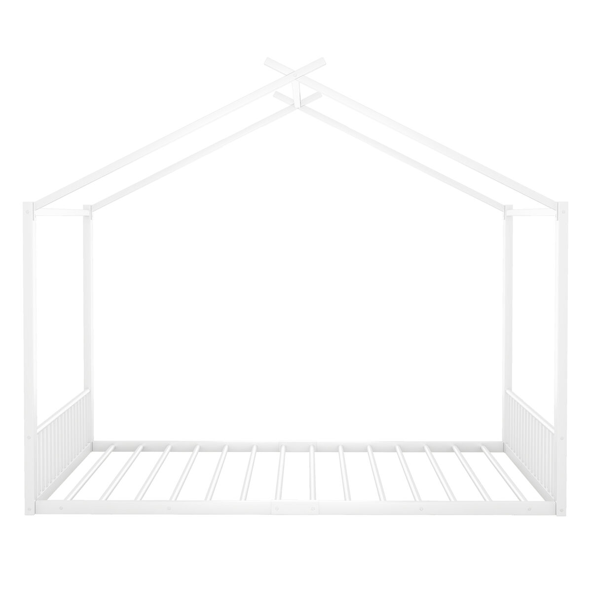 Cama infantil 140x200cm - cama de ferro, sem colchão, com ripas - branco
