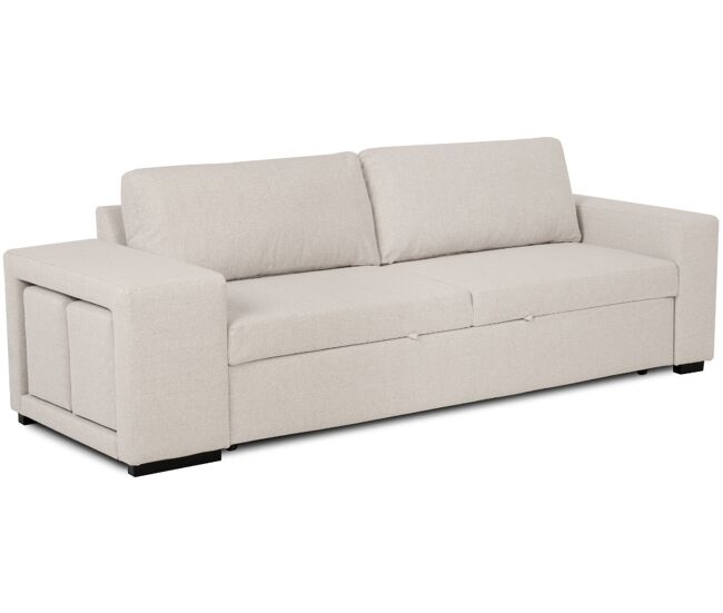 Sofá-cama budwing avery bege c/ 2 pufes - 3 lugares - 248x117x90 cm
