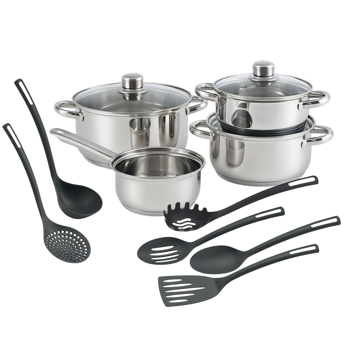 Conjunto de panelas well home de 7 peças + 6 utensílios de cozinha