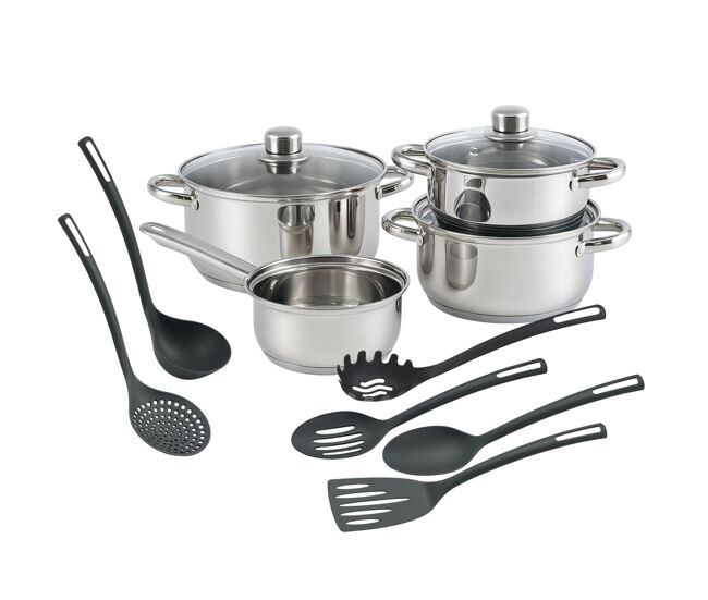 Conjunto de panelas well home de 7 peças + 6 utensílios de cozinha