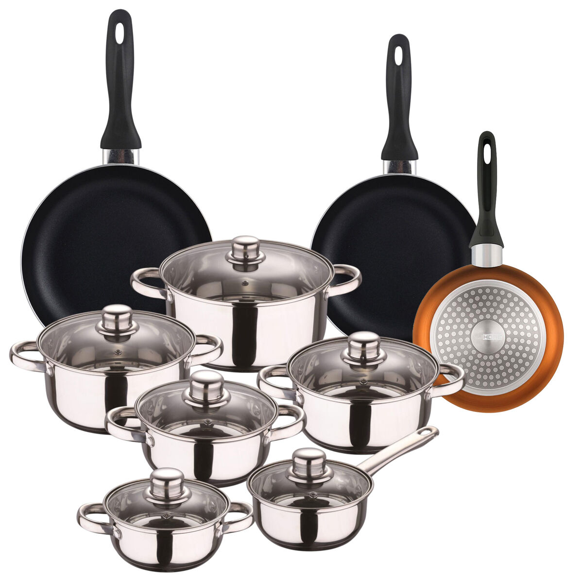 Conjunto de panelas well home de 12 peças + 3 panelas