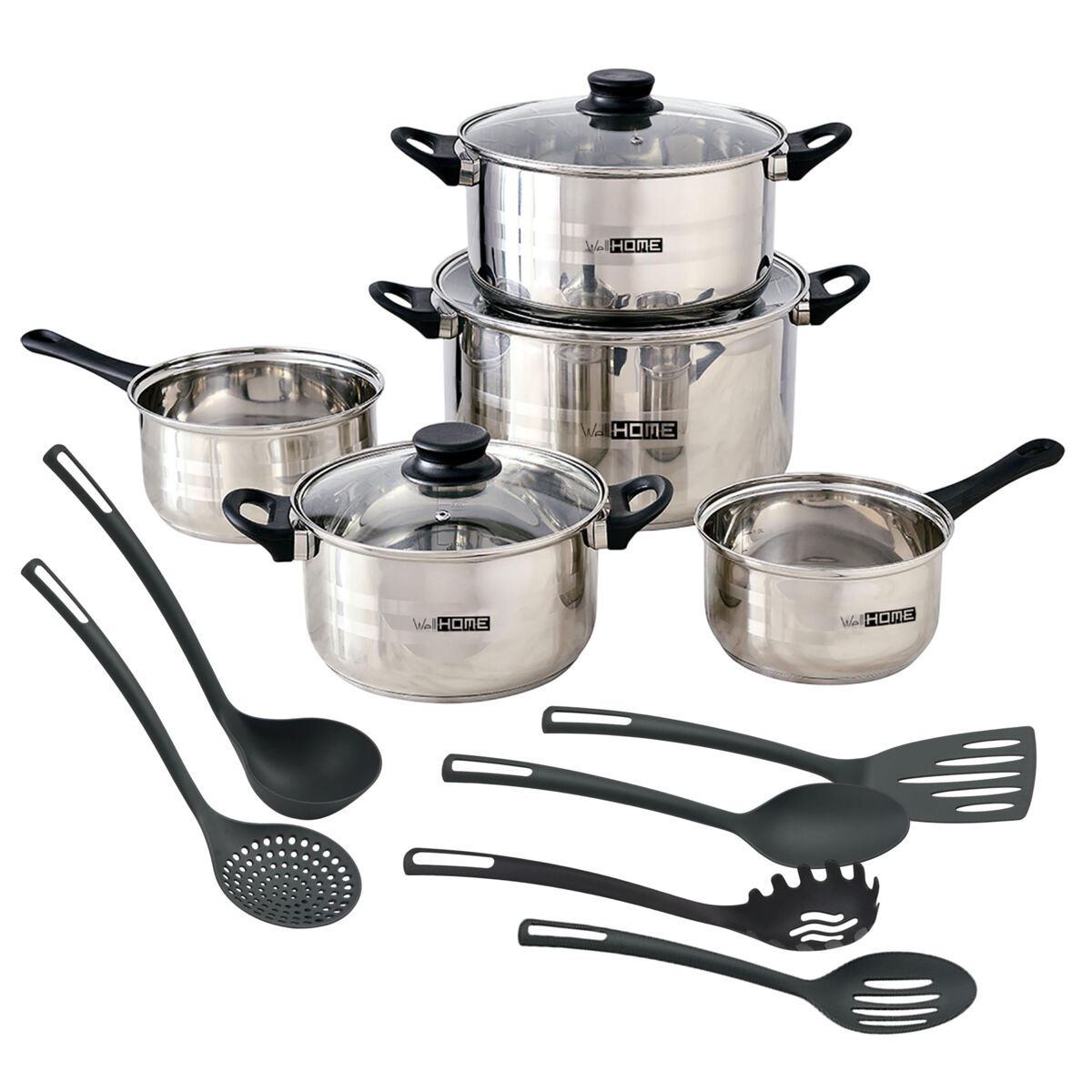 Conjunto de panelas Well Home de 8 peças + 6 utensílios de cozinha
