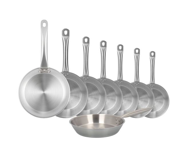 Conjunto de 8 frigideiras well home adequadas para indução e sem revestimento antiaderente