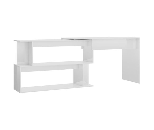Secretária de canto - mesa de computador derivados de madeira branco brilhante