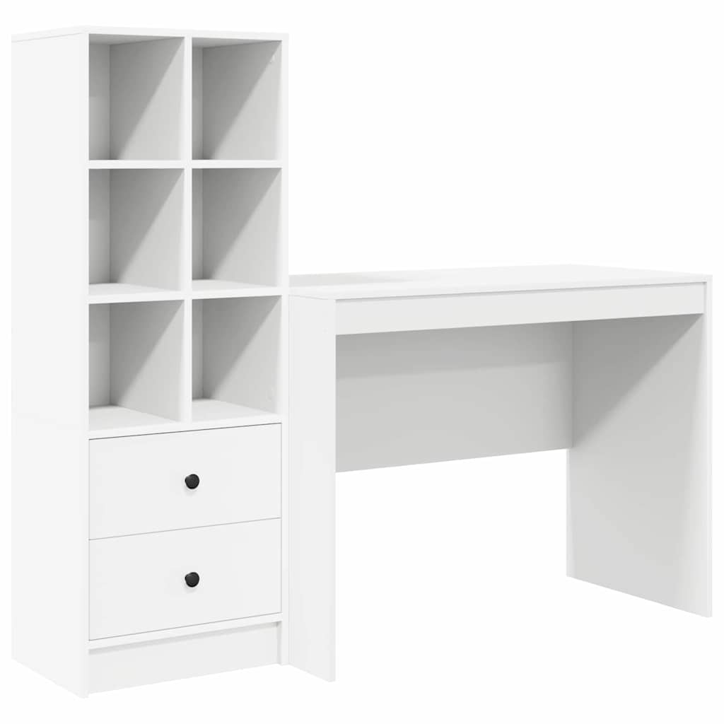 Secretária escrivaninha de computador - com armazenamento com gaveta 2 pcs branco 100 x 50 x 76 cm