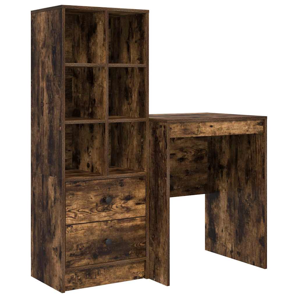Secretária escrivaninha de computador - com armazenamento 2 pcs carvalho defumado 60 x 50 x 76 cm