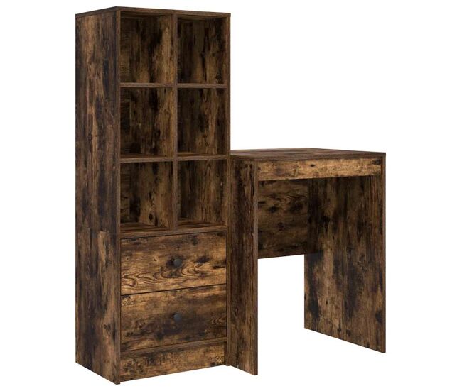 Secretária escrivaninha de computador - com armazenamento 2 pcs carvalho defumado 60 x 50 x 76 cm
