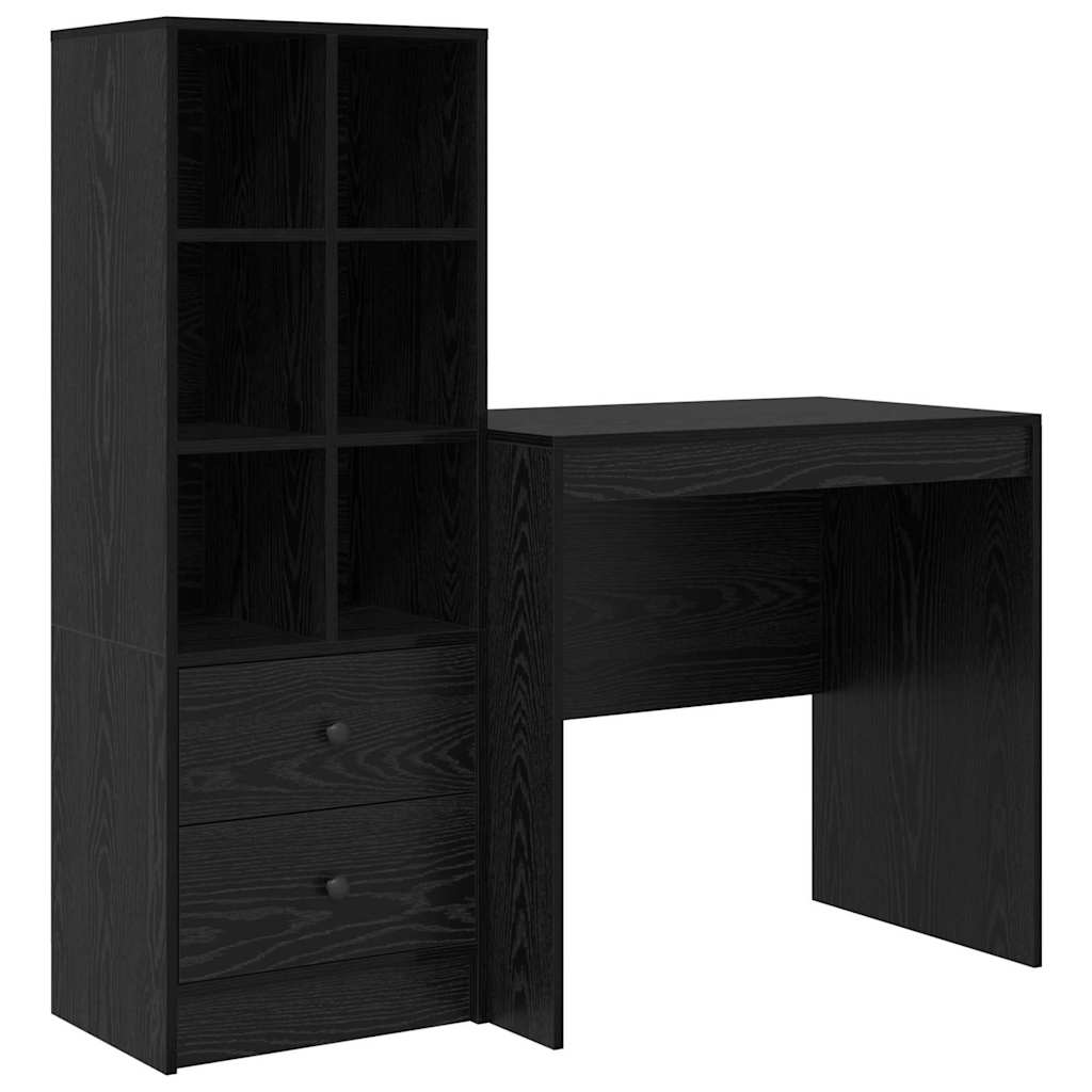 Secretária escrivaninha de computador - com armazenamento 2 pcs carvalho preto 80 x 50 x 76 cm