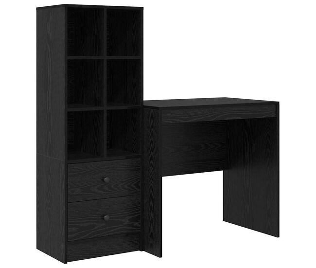 Secretária escrivaninha de computador - com armazenamento 2 pcs carvalho preto 80 x 50 x 76 cm