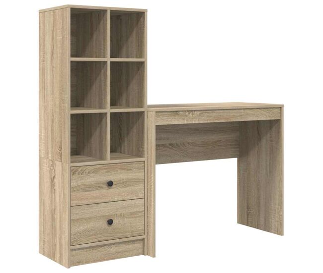 Secretária escrivaninha de computador - com armazenamento 2 pcs carvalho sonoma 90 x 40 x 76 cm