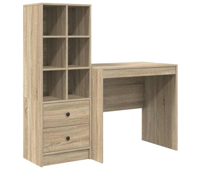 Secretária escrivaninha de computador - com armazenamento 2 pcs carvalho sonoma 80 x 50 x 76 cm